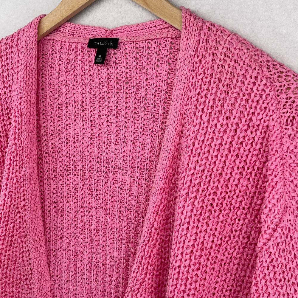 Talbots Sweater Xl Tape Yarn Open Front Cardigan … - image 8